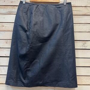 Vintage Blue Leather Pencil Skirt Moto Genuine Leather Midi Skirt 12 Evan Davies